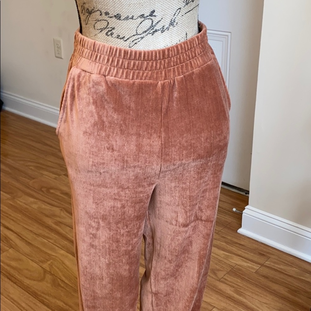 Velour Faux-Corduroy Pants